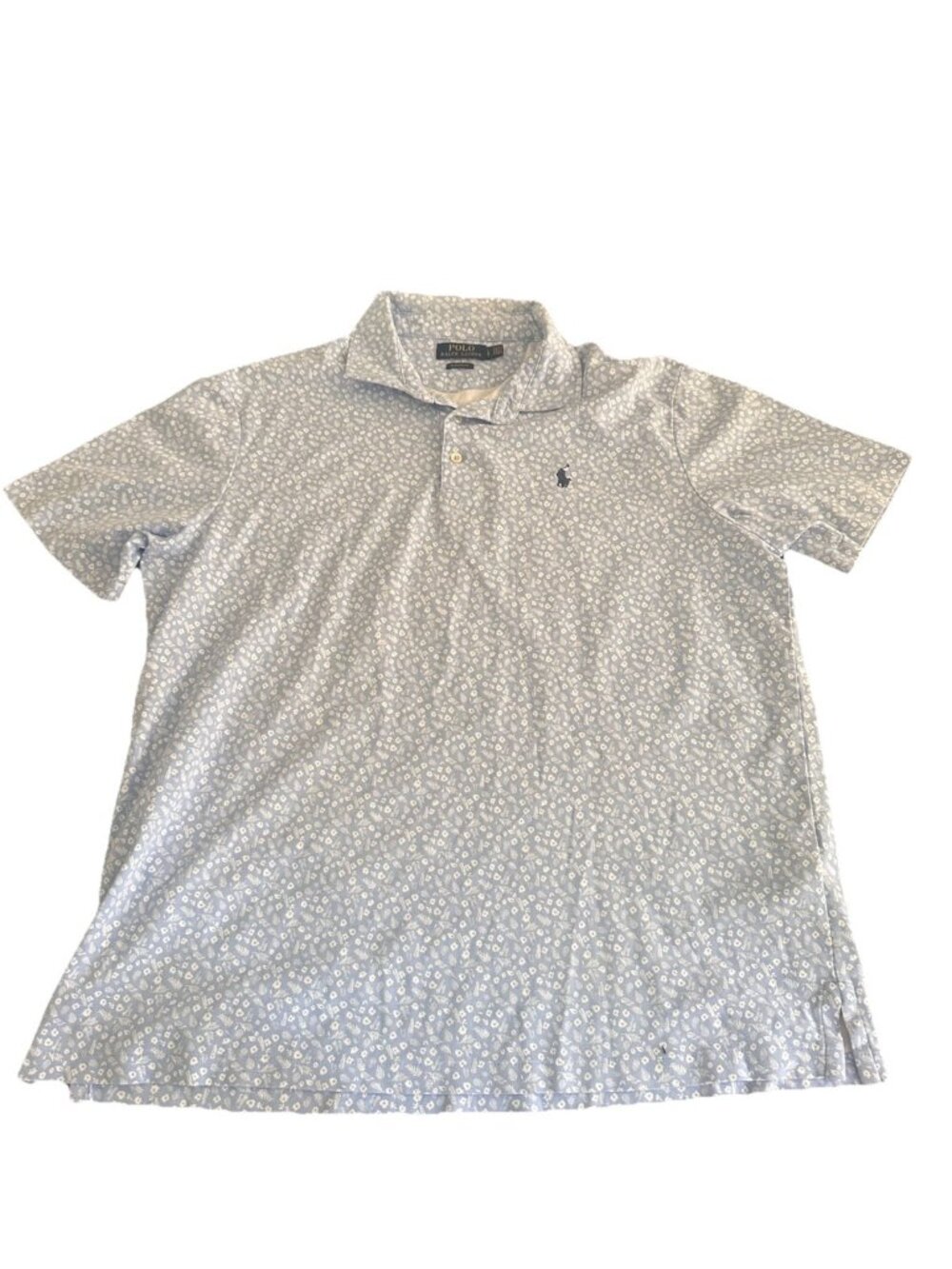 Polo Ralph Lauren Mens Classic Fit Large Polo Golf Shirt Floral Blue